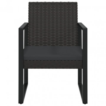 Set mobilier de grădină cu perne, 3 piese, negru, poliratan - Img 4