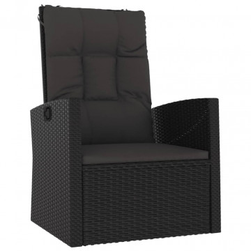 Set mobilier de grădină cu perne, 3 piese, negru, poliratan - Img 6