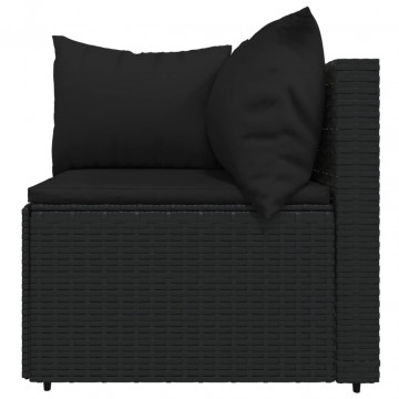Set mobilier de grădină cu perne, 3 piese, negru, poliratan - Img 8