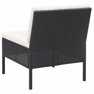 Set mobilier de grădină cu perne, 3 piese, negru, poliratan - Img 5