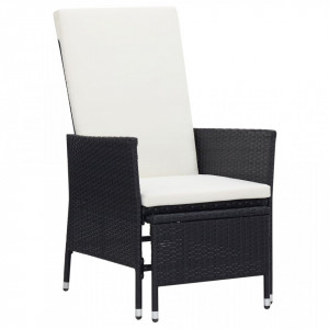 Set mobilier de grădină cu perne, 3 piese, negru, poliratan - Img 2