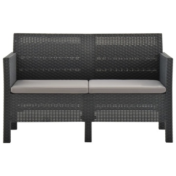 Set mobilier de grădină cu perne, 4 piese, antracit, PP ratan - Img 4