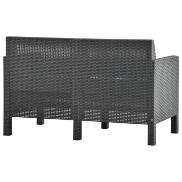 Set mobilier de grădină cu perne, 4 piese, antracit, PP ratan - Img 5
