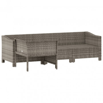 Set mobilier de grădină cu perne, 4 piese, gri, poliratan - Img 3