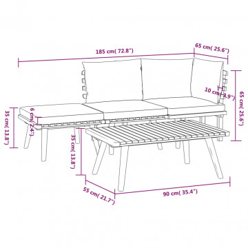 Set mobilier de grădină cu perne, 4 piese, lemn masiv acacia - Img 7