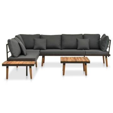 Set mobilier de grădină cu perne, 4 piese, lemn masiv de acacia - Img 2