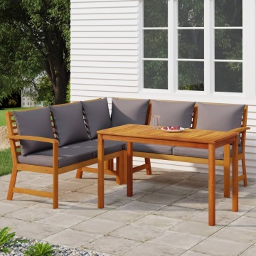 Set mobilier de grădină cu perne, 4 piese, lemn masiv de acacia - Img 1
