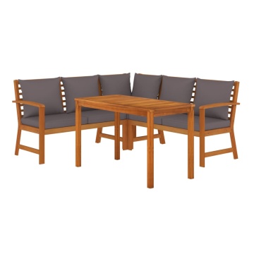 Set mobilier de grădină cu perne, 4 piese, lemn masiv de acacia - Img 3