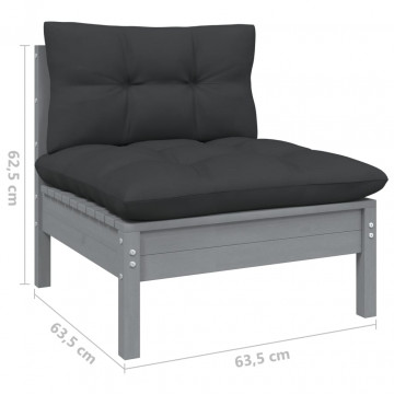 Set mobilier de grădină cu perne, 4 piese, lemn masiv de pin - Img 5