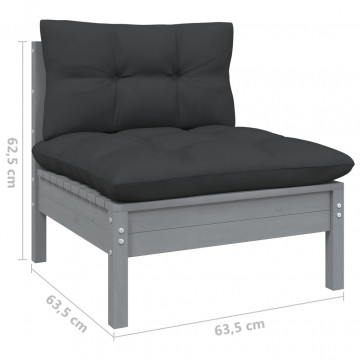 Set mobilier de grădină cu perne, 4 piese, lemn masiv de pin - Img 5