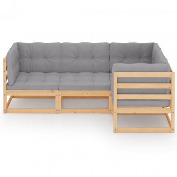 Set mobilier de grădină cu perne, 4 piese, lemn masiv de pin - Img 3