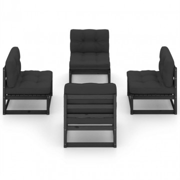 Set mobilier de grădină cu perne, 4 piese, lemn masiv de pin - Img 3