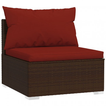 Set mobilier de grădină cu perne, 4 piese, maro, poliratan - Img 3