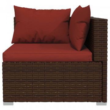 Set mobilier de grădină cu perne, 4 piese, maro, poliratan - Img 5