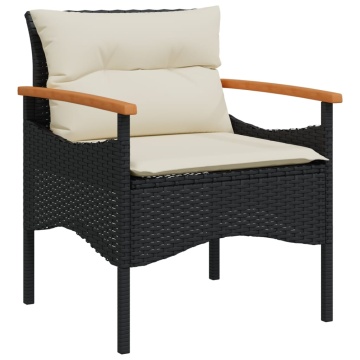 Set mobilier de grădină cu perne, 4 piese, negru, poliratan - Img 6