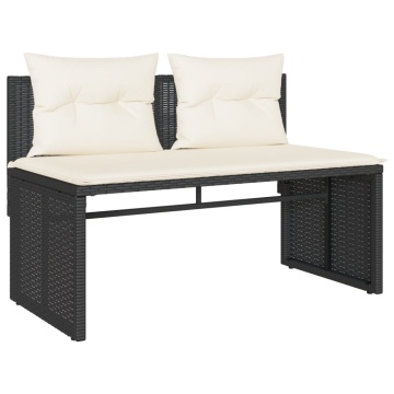 Set mobilier de grădină cu perne, 4 piese, negru, poliratan - Img 4