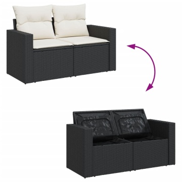 Set mobilier de grădină cu perne, 4 piese, negru, poliratan - Img 6