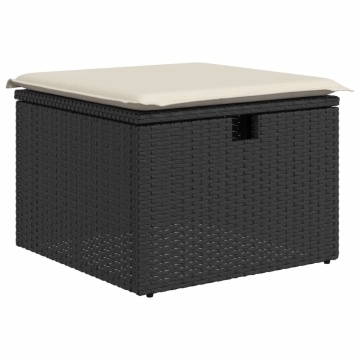 Set mobilier de grădină cu perne, 4 piese, negru, poliratan - Img 8