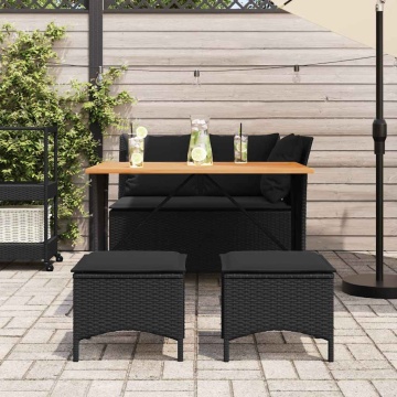Set mobilier de grădină cu perne, 4 piese, negru, poliratan - Img 3