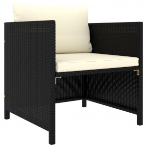 Set mobilier de grădină cu perne, 4 piese, negru, poliratan - Img 5