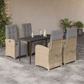 Set mobilier de grădină cu perne, 5 piese, bej, poliratan - Img 1