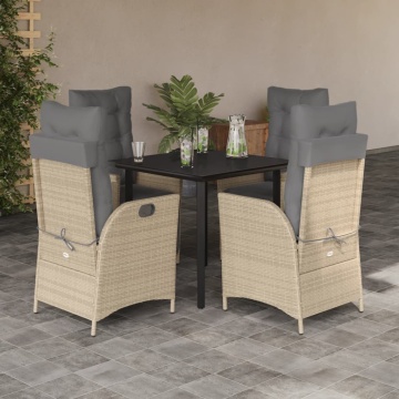 Set mobilier de grădină cu perne, 5 piese, bej, poliratan - Img 1