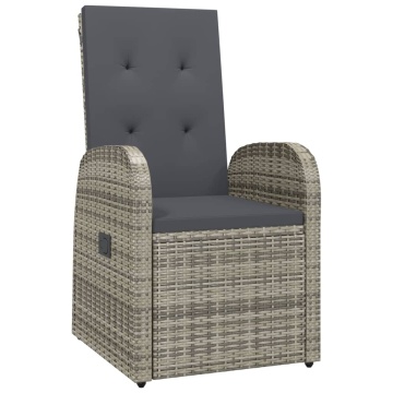 Set mobilier de grădină cu perne, 5 piese, gri, poliratan - Img 8