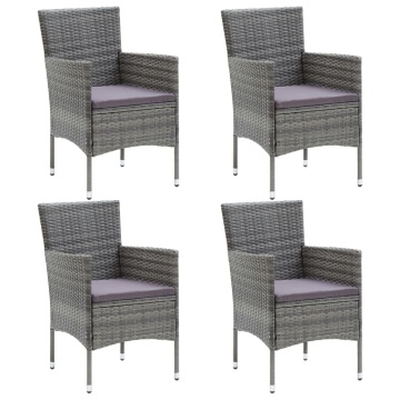 Set mobilier de grădină cu perne, 5 piese, gri, poliratan - Img 3
