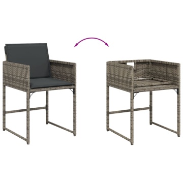 Set mobilier de grădină cu perne, 5 piese, gri, poliratan - Img 7