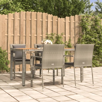 Set mobilier de grădină cu perne, 5 piese, gri, poliratan - Img 1