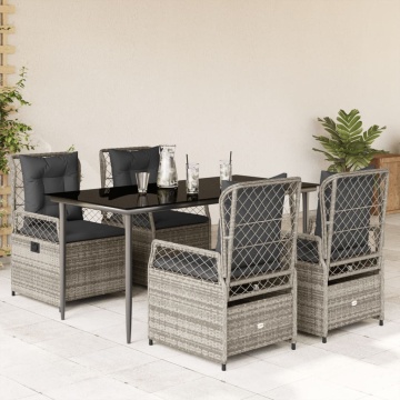 Set mobilier de grădină cu perne, 5 piese, gri, poliratan - Img 1