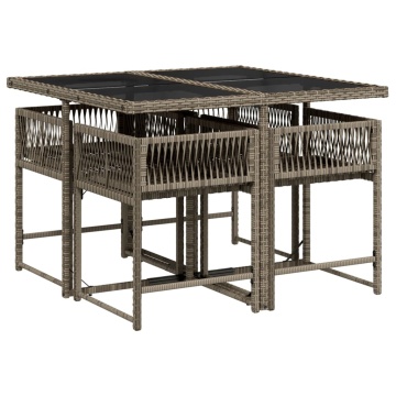 Set mobilier de grădină cu perne, 5 piese, gri, poliratan - Img 3