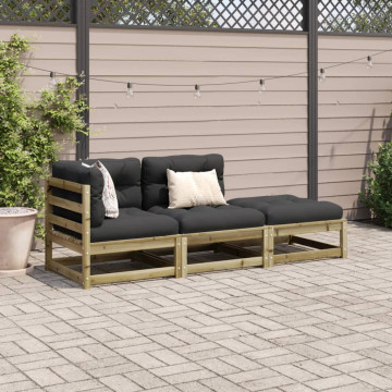 Set mobilier de grădină cu perne, 5 piese, lemn de pin tratat - Img 3