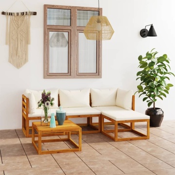 Set mobilier de grădină cu perne, 5 piese, lemn masiv de acacia - Img 1