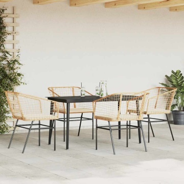 Set mobilier de grădină cu perne 5 piese maro sticlă polirattan - Img 3