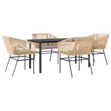 Set mobilier de grădină cu perne 5 piese maro sticlă polirattan - Img 2