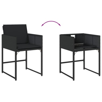 Set mobilier de grădină cu perne, 5 piese, negru, poliratan - Img 7