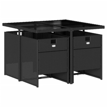 Set mobilier de grădină cu perne, 5 piese, negru, poliratan - Img 3
