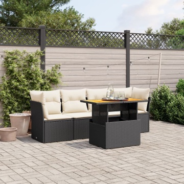 Set mobilier de grădină cu perne, 5 piese, negru, poliratan - Img 1