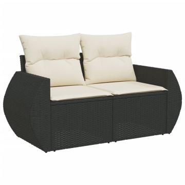 Set mobilier de grădină cu perne, 5 piese, negru, poliratan - Img 8