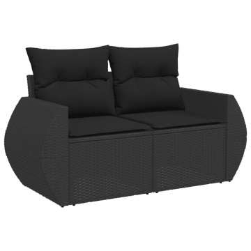 Set mobilier de grădină cu perne, 5 piese, negru, poliratan - Img 8