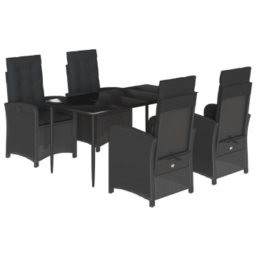 Set mobilier de grădină cu perne, 5 piese, negru, poliratan - Img 2