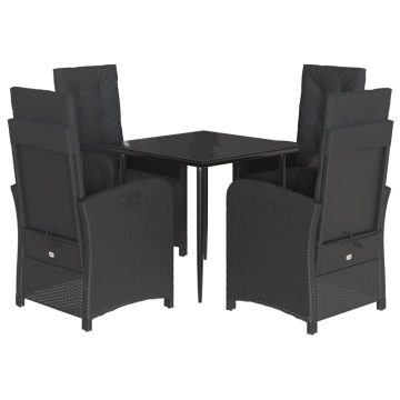 Set mobilier de grădină cu perne, 5 piese, negru, poliratan - Img 2
