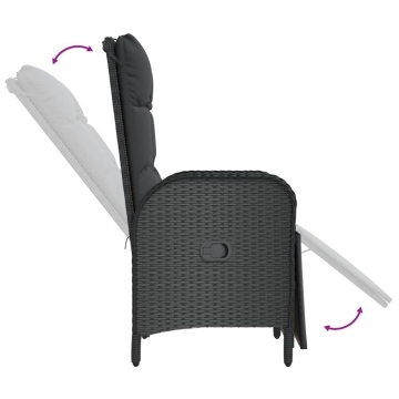 Set mobilier de grădină cu perne, 5 piese, negru, poliratan - Img 5