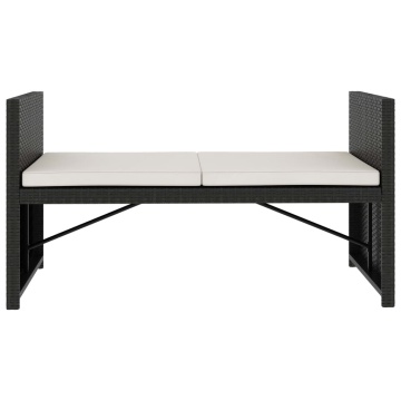 Set mobilier de grădină cu perne, 5 piese, negru, poliratan - Img 9