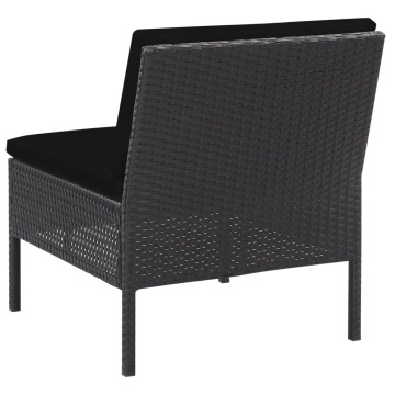 Set mobilier de grădină cu perne, 5 piese, negru, poliratan - Img 9