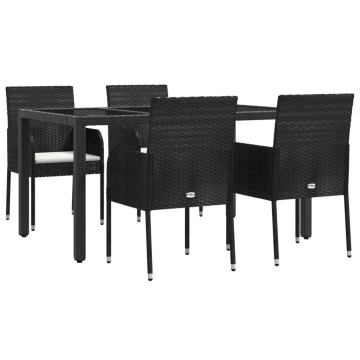 Set mobilier de grădină cu perne, 5 piese, negru, poliratan - Img 3