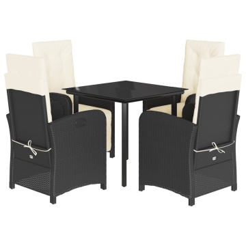 Set mobilier de grădină cu perne, 5 piese, negru, poliratan - Img 2