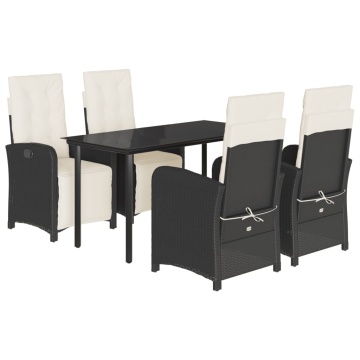 Set mobilier de grădină cu perne, 5 piese, negru, poliratan - Img 2