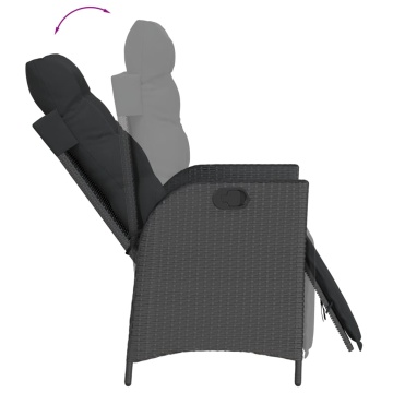 Set mobilier de grădină cu perne, 5 piese, negru, poliratan - Img 4